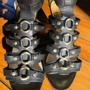 MICHAEL Michael Kors Black Wedge platform leather Sandals Size 9